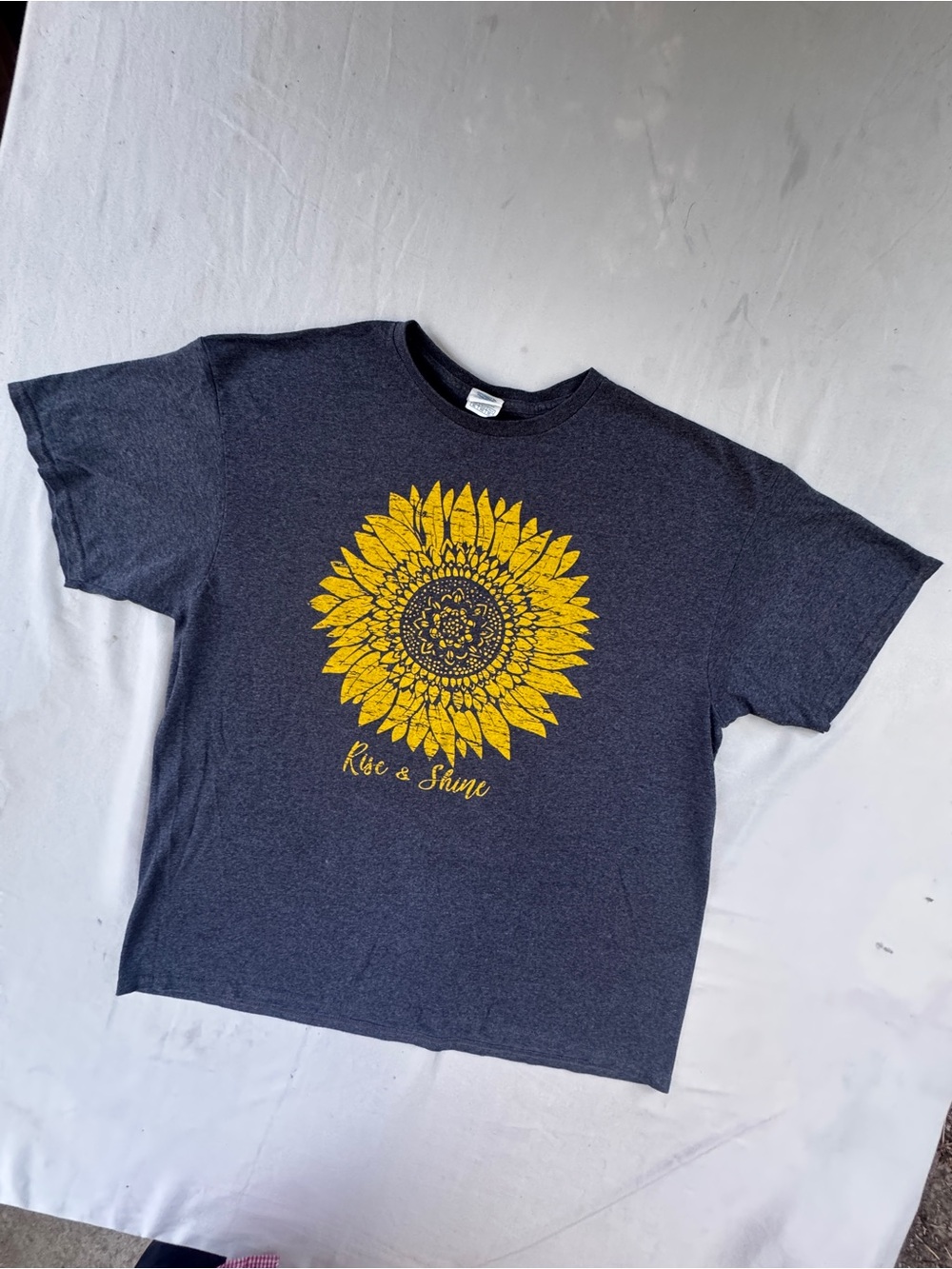 Sunflower Graphic Tee - Yellow on Charcoal womens Tshirt XL